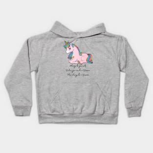 Cute Little Unicorn With Rainbow Hair Kids Hoodie